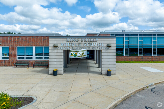 King Philip Middle School's main entrance.