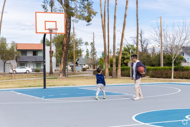 Pioneer Park in Downtown Mesa offers multiple basketball courts.