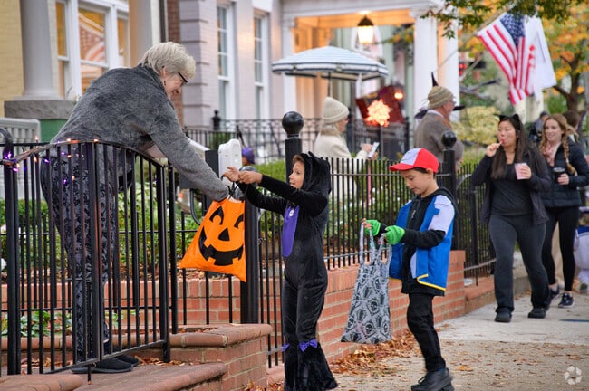 Trick-or-treating at Halloween on Hanover Street.