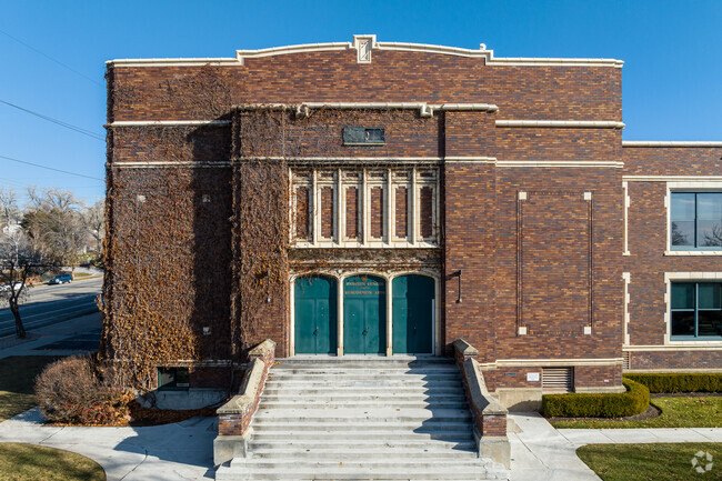 Rowland Hall is located in a stately brick building with classic details.