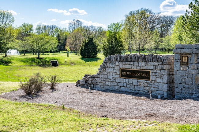Jim Warren Park Sign in the Downtown Franklin Neighborhood.