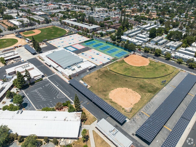 View of the athletic fields at Chatsworth Charter High in Chatsworth, CA.