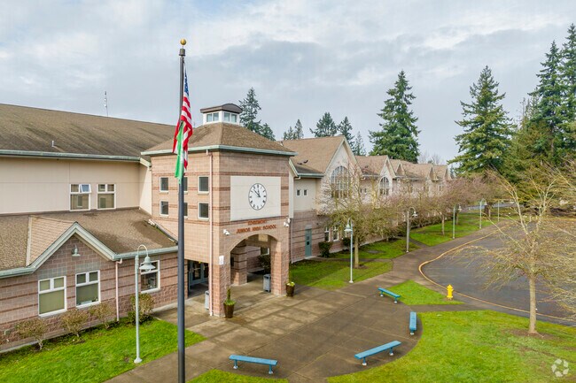 Front view of entrance to Edgemont Junior High School.