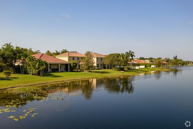 Large Mediterranean-influenced homes are common in The Ridges.