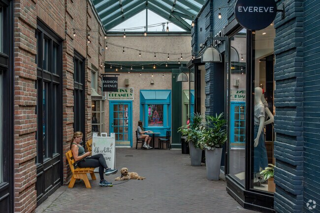 Enjoy the outdoor mall known as Fashion Avenue near Todd Park at 50th & France.