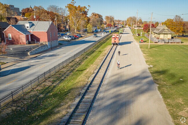 The Katy Trail is a 237-mile long trail that runs from east to west, passing through St. Charles