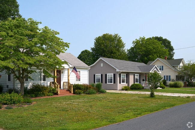 Ranch style homes lining a quiet street in Onancock provide simple single level living.