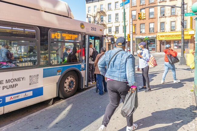 Bed Stuy, Brooklyn has numerous transit options.