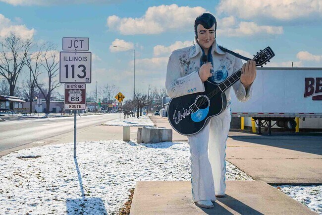 A fabulous Elvis statue at the Polk-A-Dot Restaurant in Braidwood, IL.