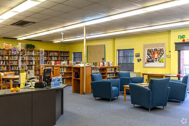 The library of the Buffalo Community Center serves residents of Buffalo.