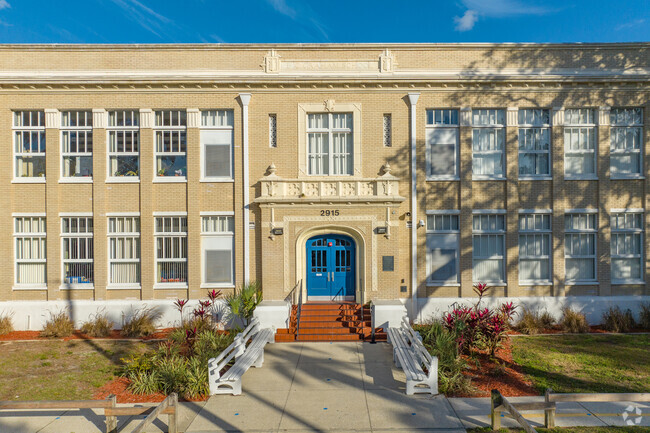 Graham Elementary facade showcases a classic brick look in Tampa.