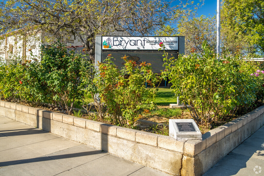 The entrance of Bryant Elementary proudly showcases its name on a prominent signage.