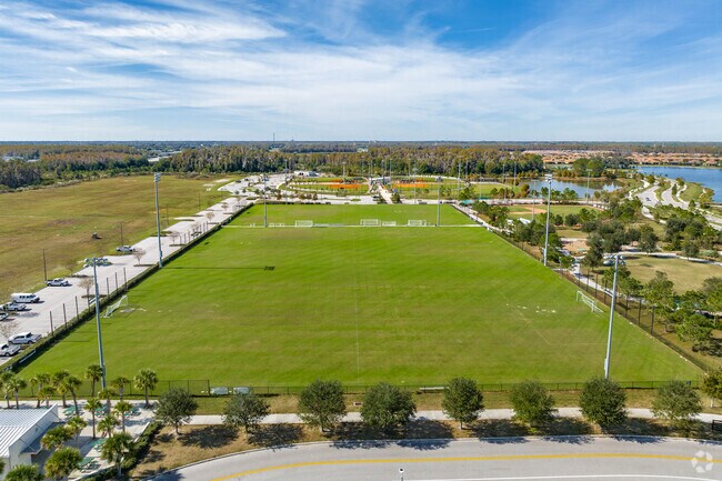 The newly renovated soccer/football/lacrosse fields are amazing at Starkey Ranch District Park.