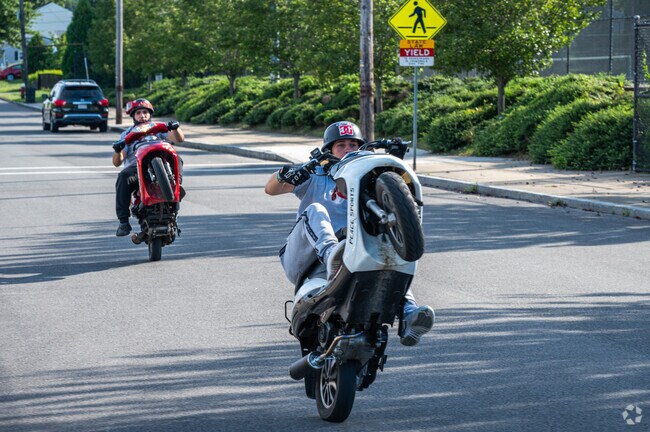 Scooters are a popular way to get around Riverside Park.