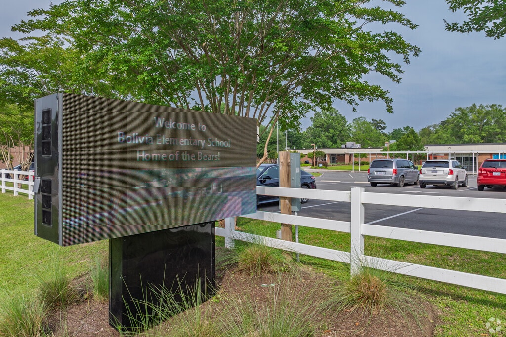 Bolivia Elementary School welcomes families with a digital sign by the main entrance.