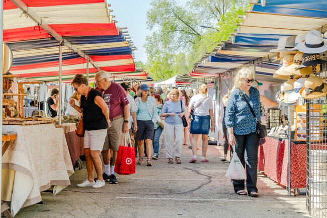 Geneva French Market takes place at the parking lot of Metra Station.
