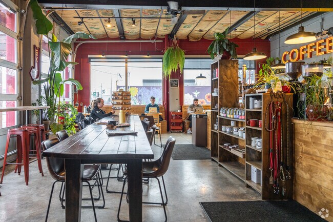 The Logan neighborhood features several coffee shops nearby.