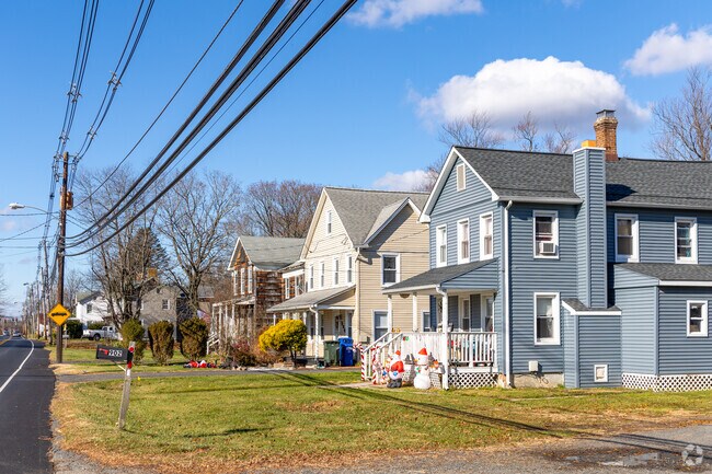 Rows of modest sized homes can be found in older parts of Adelphia.