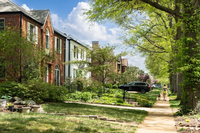 Downtown Clayton boasts charming two-story colonial brick homes.