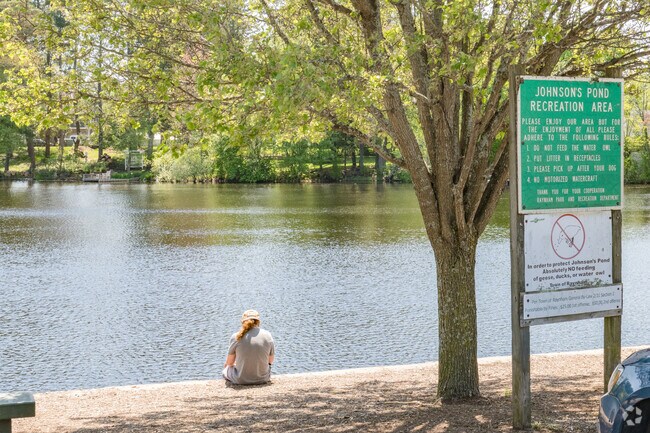 Johnson's Pond is a relaxing spot to go fishing or read a book by the water in Raynham.