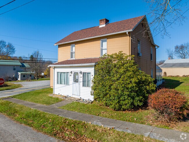 Traditional two-story homes line the streets of New Galilee.