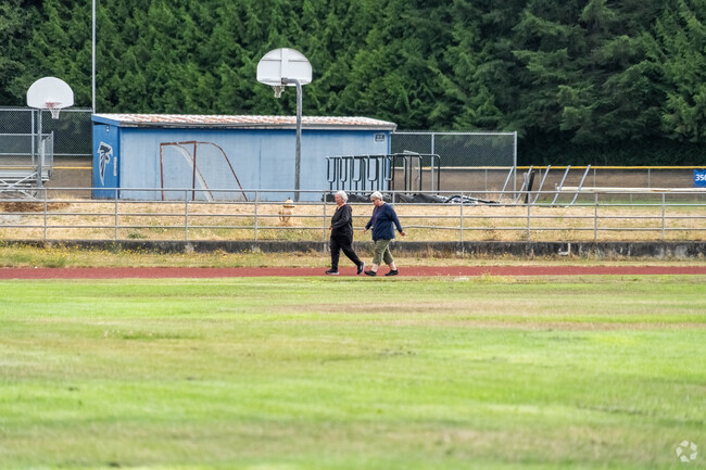 Freeland locals enjoying Whidbey High's athletic facilities.
