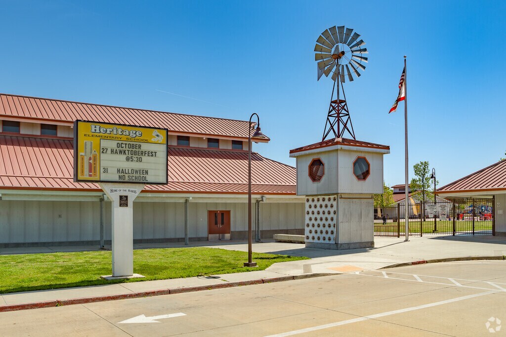 Front Marquee and Windmill Greet Students of Heritage Elementary School in Tulare