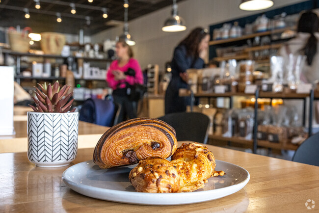 The chocolate croissant and cheese stick at Millburn's Liv Breads Artisan Bakery and Coffee Bar.