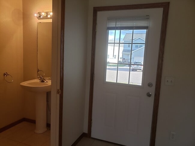 front door and half bath