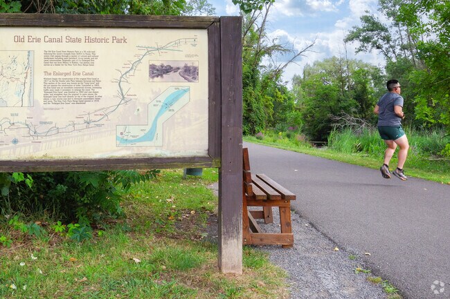 The Erie Canalway Trail in DeWitt is the perfect place to do some warm-up jumps.