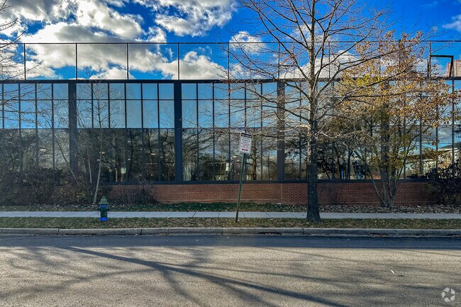 Glass window to indoor gym at Sheridan School