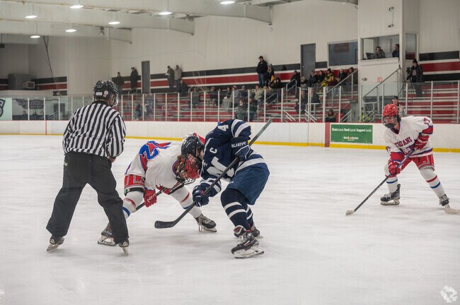 Residents can learn to skate or watch competitive high school hockey at Bridgewater Ice Arena.