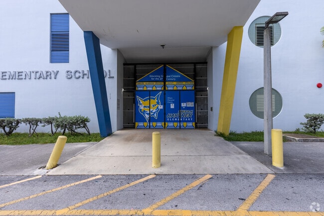 The main entrance of Eneida M. Hartner Elementary in the Wynwood neighborhood.
