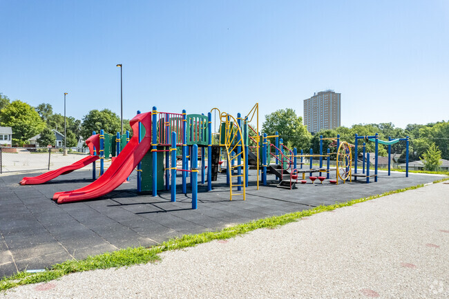 Children enjoy the outdoors at the playground in Washington Elementary School.