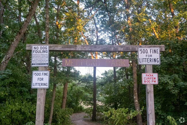 Welcome to Medford Park, where locals enjoy nice hikes on the trail.