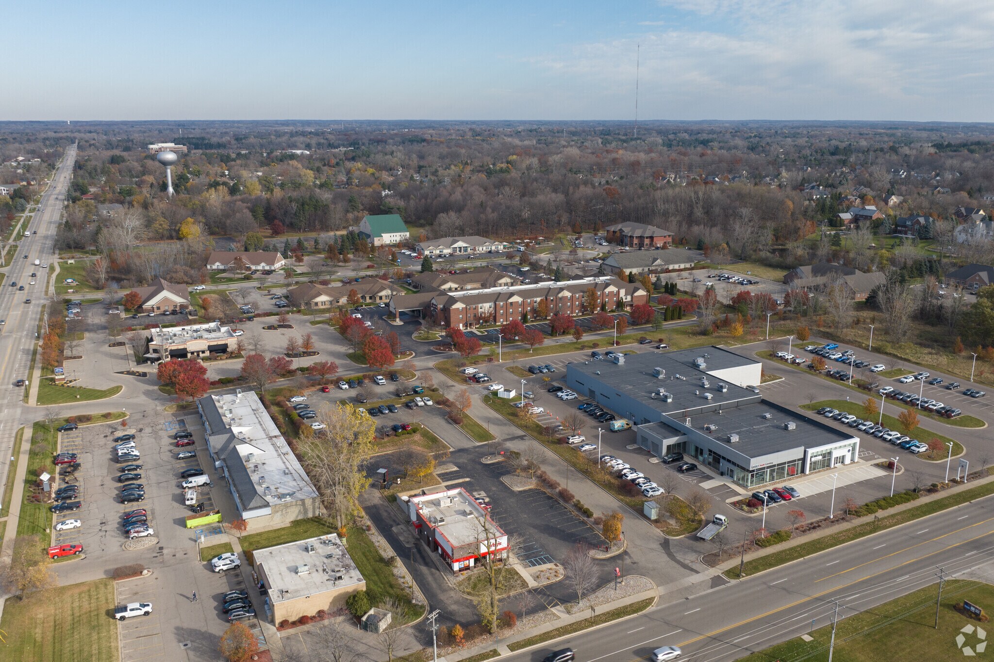 Okemos covers approximately 17 square miles with .15 being water.