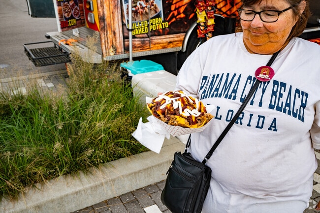 Barclay Gardens residents take advantage of Food Truck Fridays at Switchyard Park.