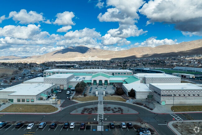 An aerial facing North of Damonte Ranch Highschool.