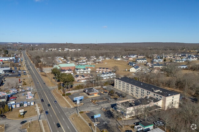 Looking across Conning Towers-Nautilus Park along Route 12, many of the homes are set back from the busier roads.
