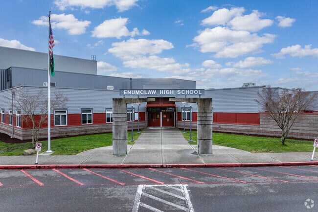 Enumclaw Senior High School serves the older students and earns a B from Niche.
