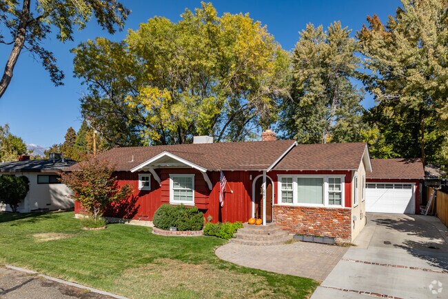 West Bishop offers colorful ranch-style homes with mid-century details.