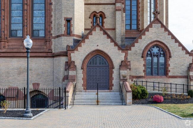 Gate of Heaven Elementary School boasts an impressive entryway.