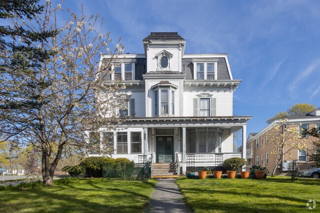 Stately New England charm shines through in Deering Center's Victorian architecture.