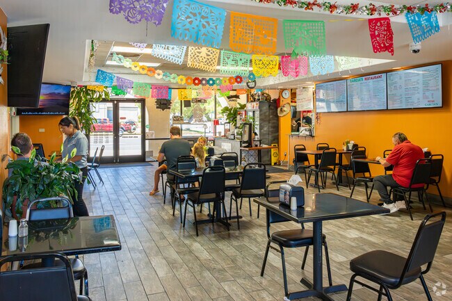 Sit down to a delicious Mexican dish at Garcia's Restaurant near Garden Farms.