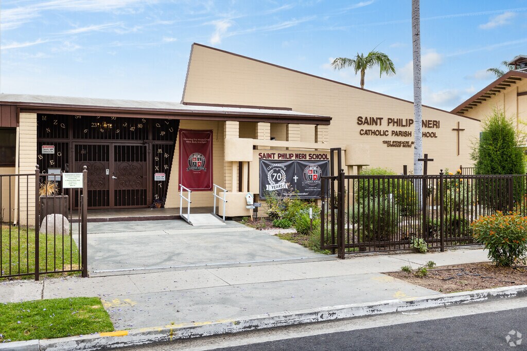 Entrance to St. Philip Neri School in the Lynwood neighborhood.
