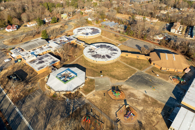 An aerial view of A.M. Davis Elementary School.