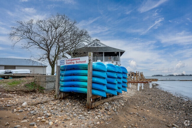 The Longshore Sailing School is at the southern tip of Longshore near Coleytown.
