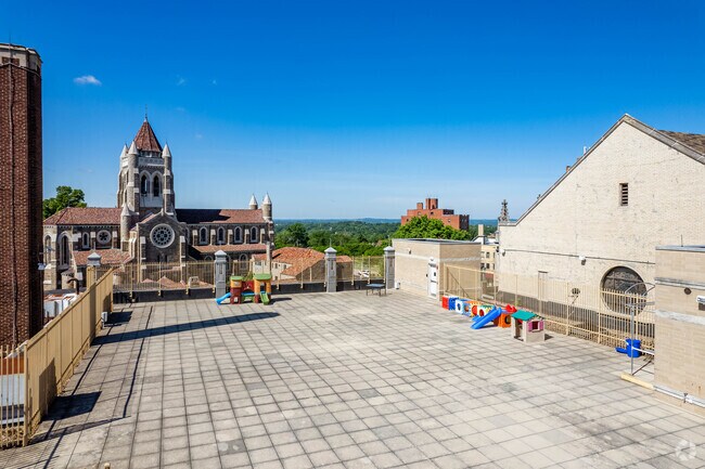 There is a play area on the rooftop of Jubilee Christian School.