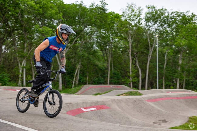 Pearsall Park hosts a unique speed pump track, one of two in the entire city.