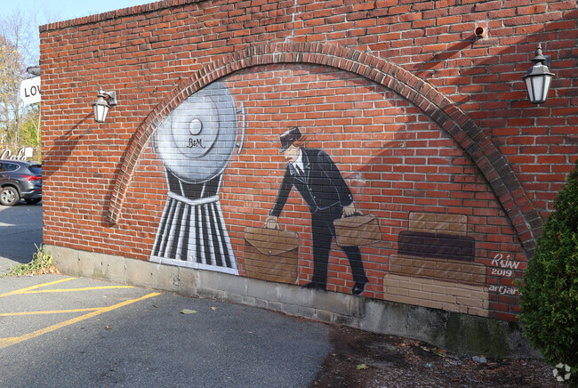 A mural on the old train station in Edgeworth, reminds residence of it's past.
